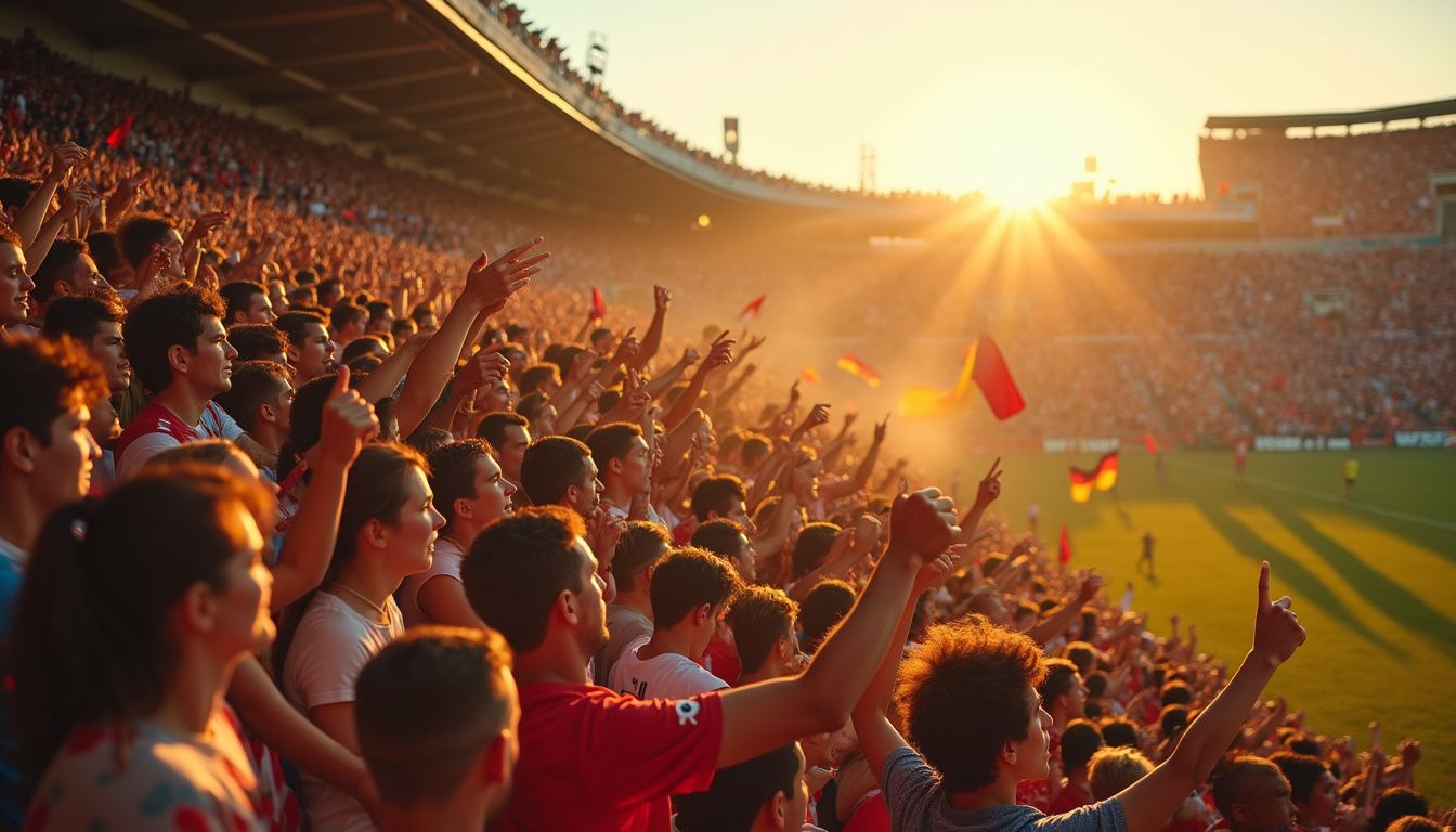 The packed stadium is filled with enthusiastic fans and intense players. The packed stadium is filled with enthusiastic fans and intense players.